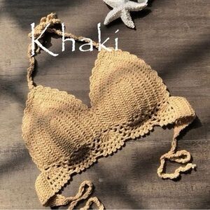 Khaki Crochet Bikini Top